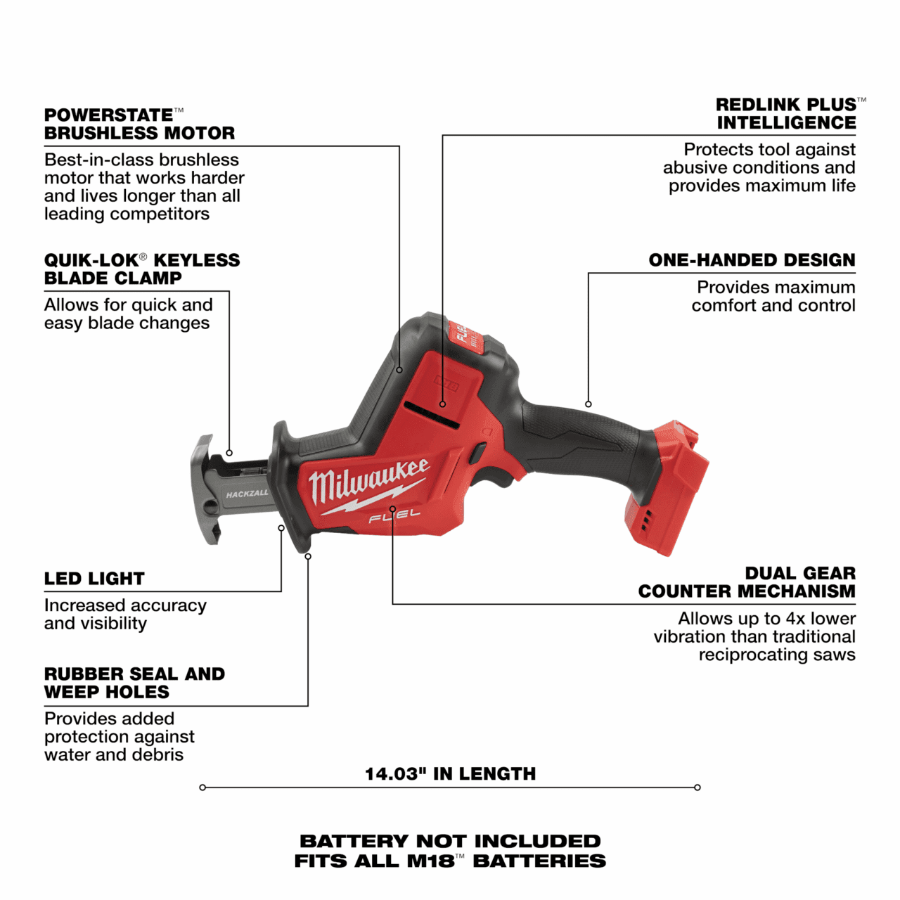 M18 FUEL™ HACKZALL® (Tool Only) - Image 2