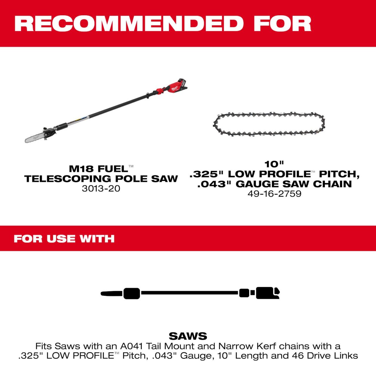 10" .325" LOW PROFILE™ Pitch, .043" Gauge Saw Chain - Image 2